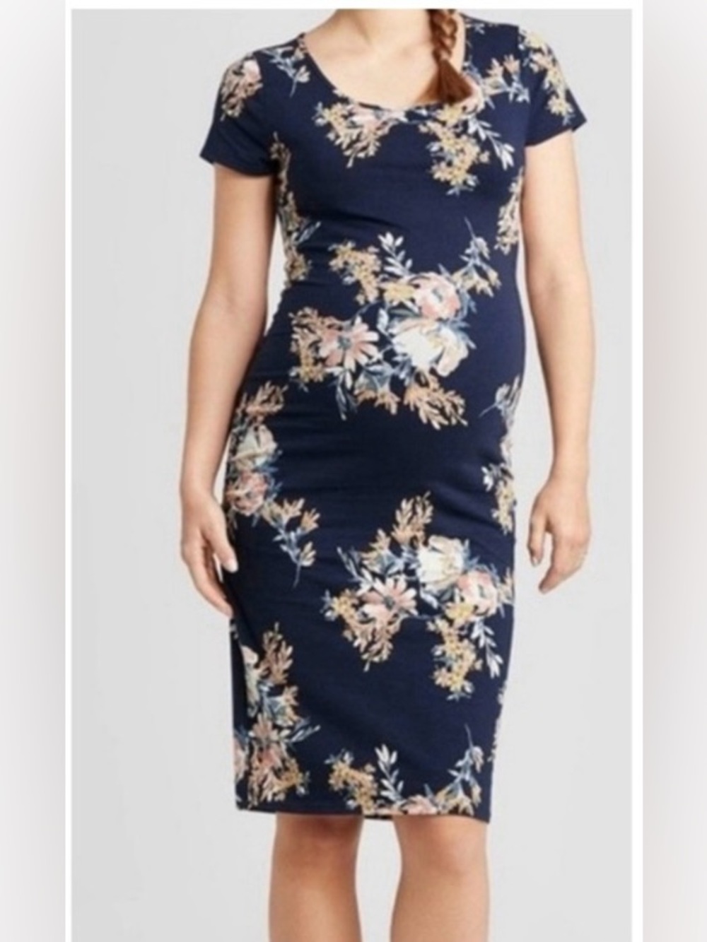 Isabel Maternity by Ingrid & Isabel Navy Floral Midi Sheath Dress